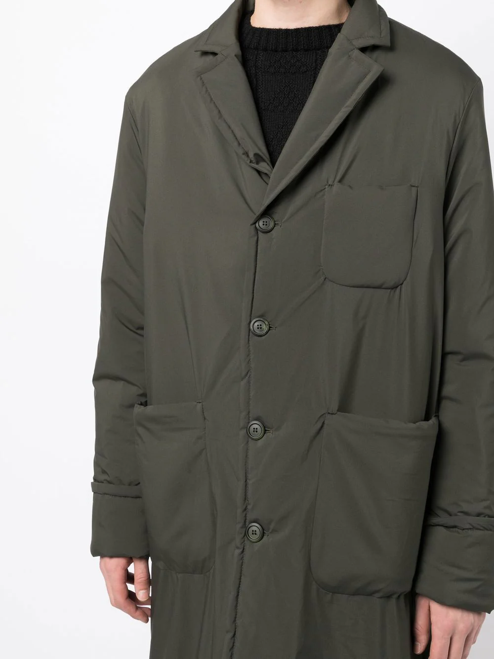 Patch Pockets Single Breasted Coat - Image 2