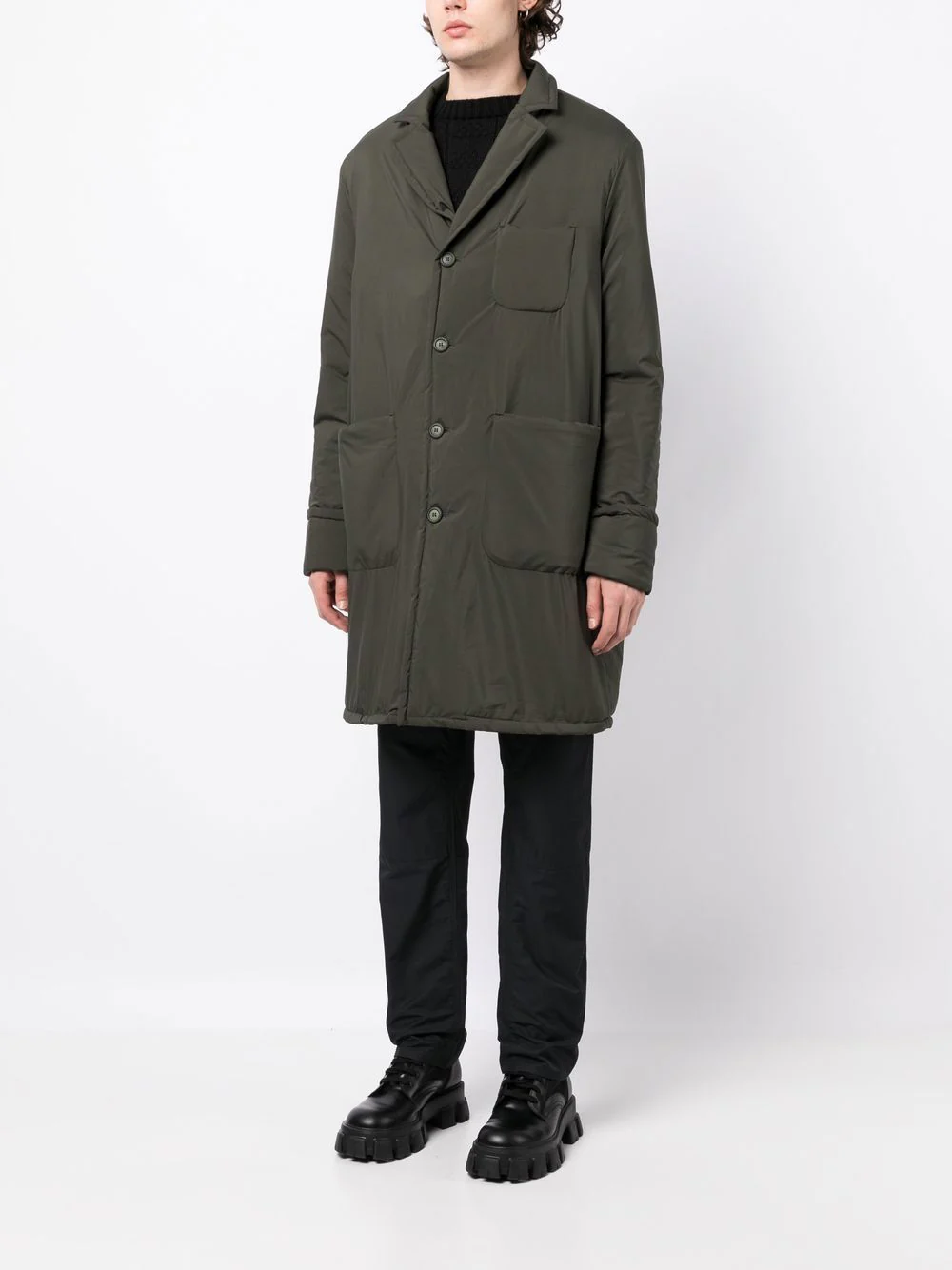 Patch Pockets Single Breasted Coat - Image 3