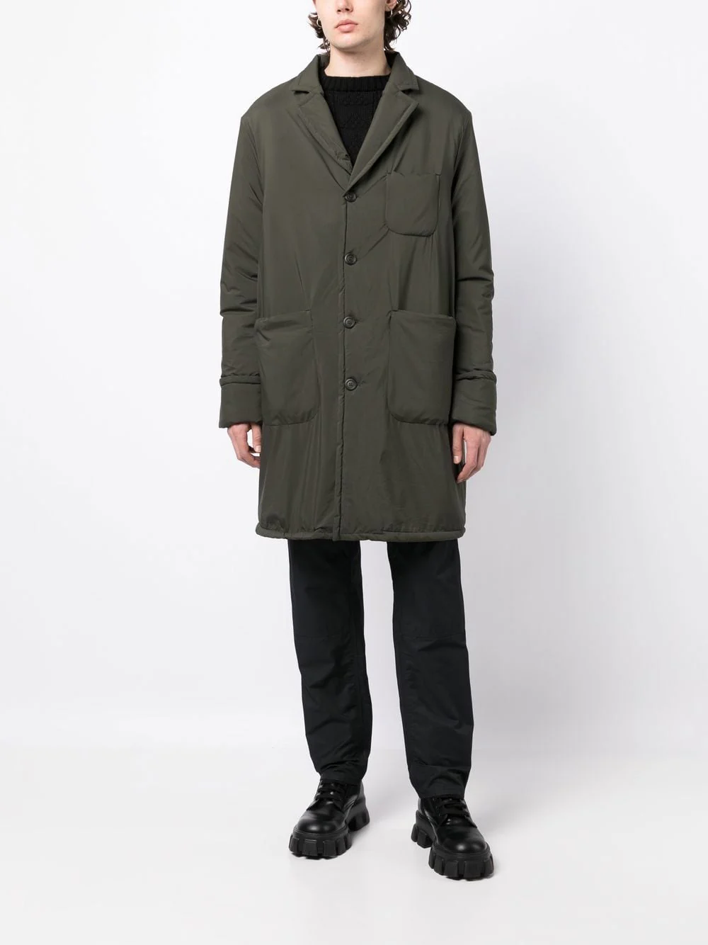 Patch Pockets Single Breasted Coat - Image 4