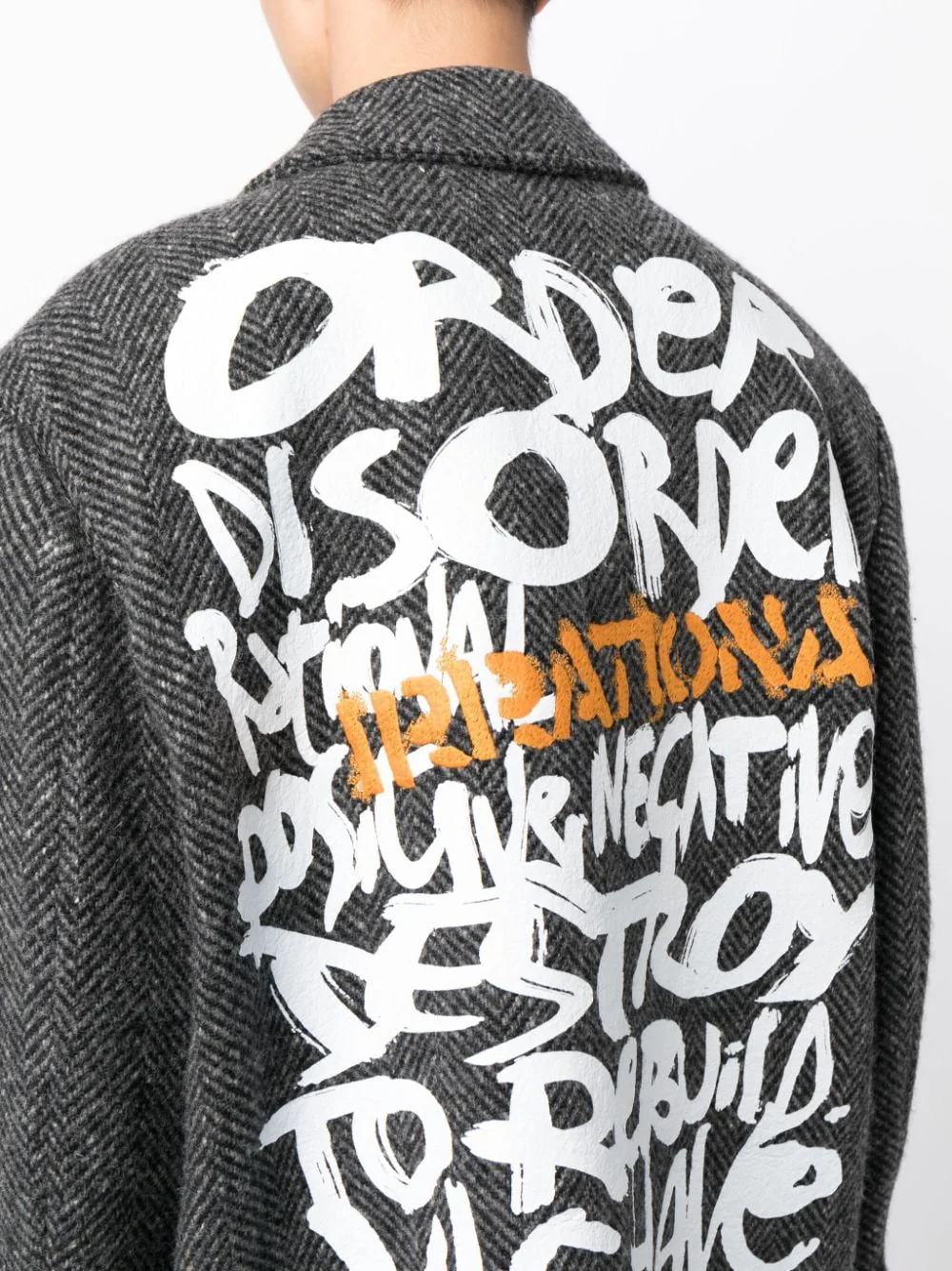Slogan Print Wool Peacoat - Image 3