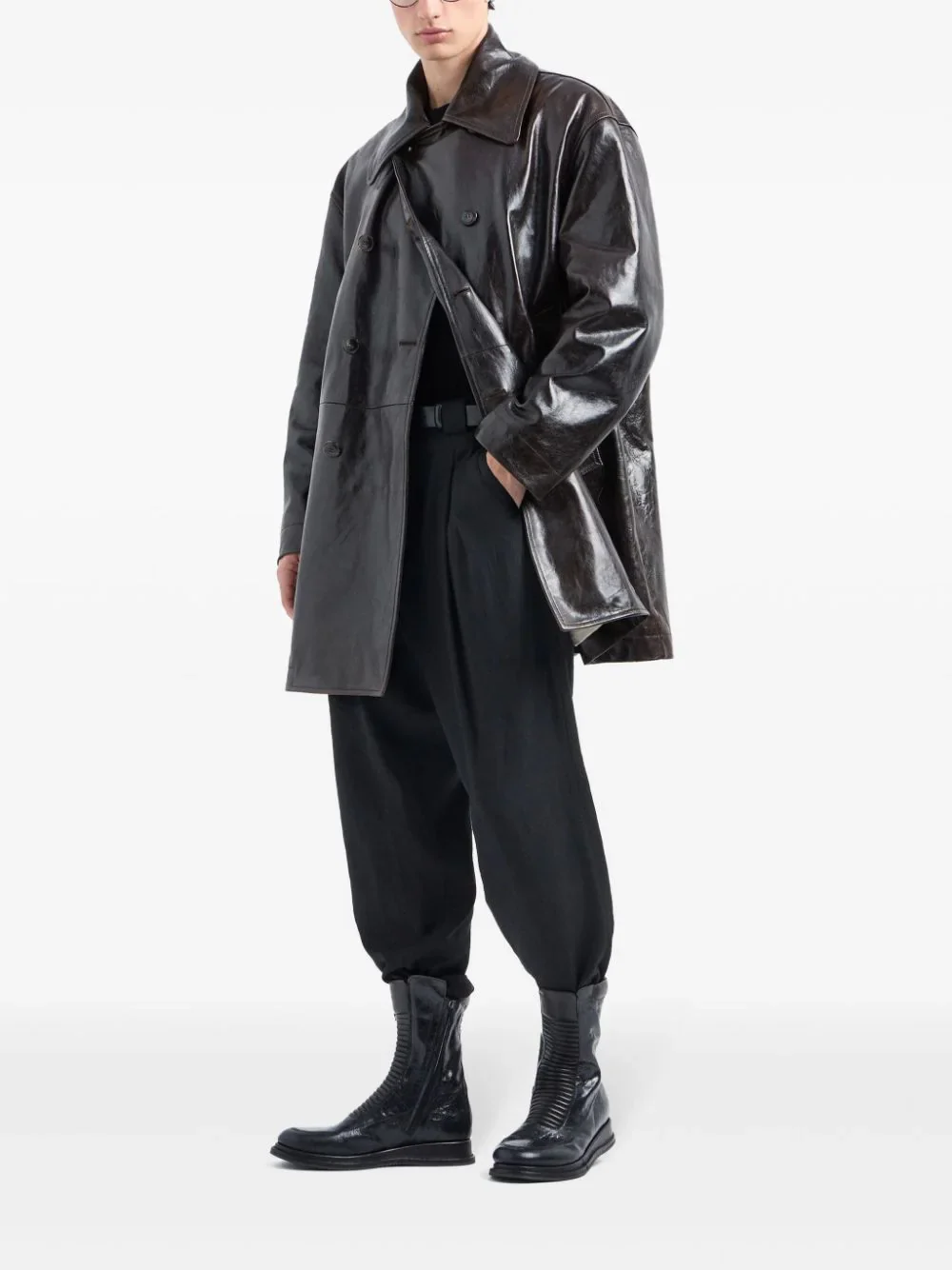 Leather Double Breasted Coat - Image 2