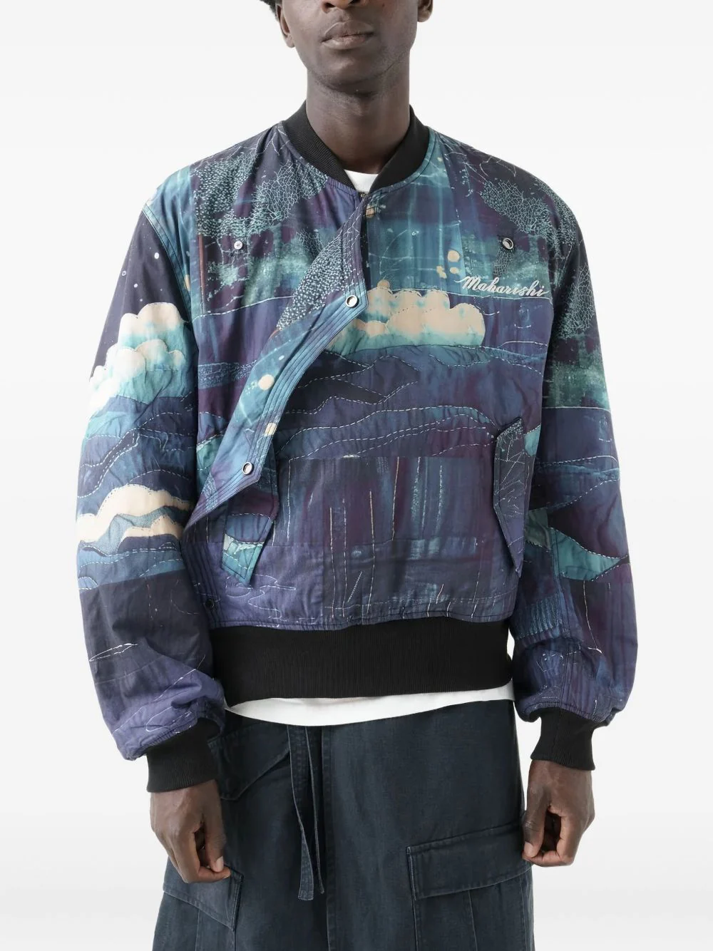 6227 Boro Crane Monk Ma1 Printed Bomber Jacket - Image 2
