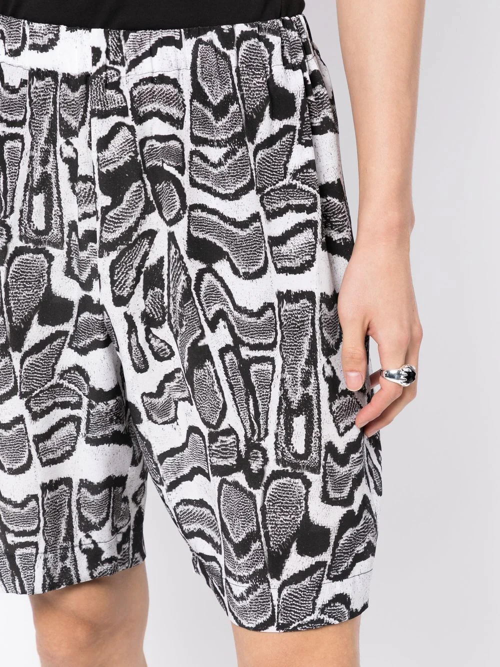 Abstract-Pattern Silk Shorts - Image 2