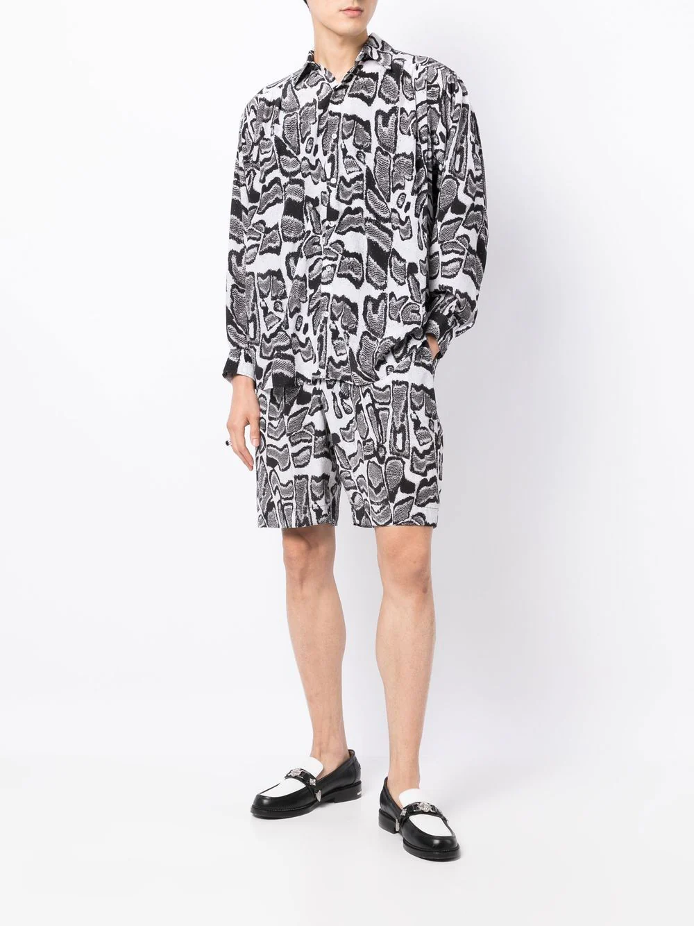 Abstract-Pattern Silk Shorts - Image 4