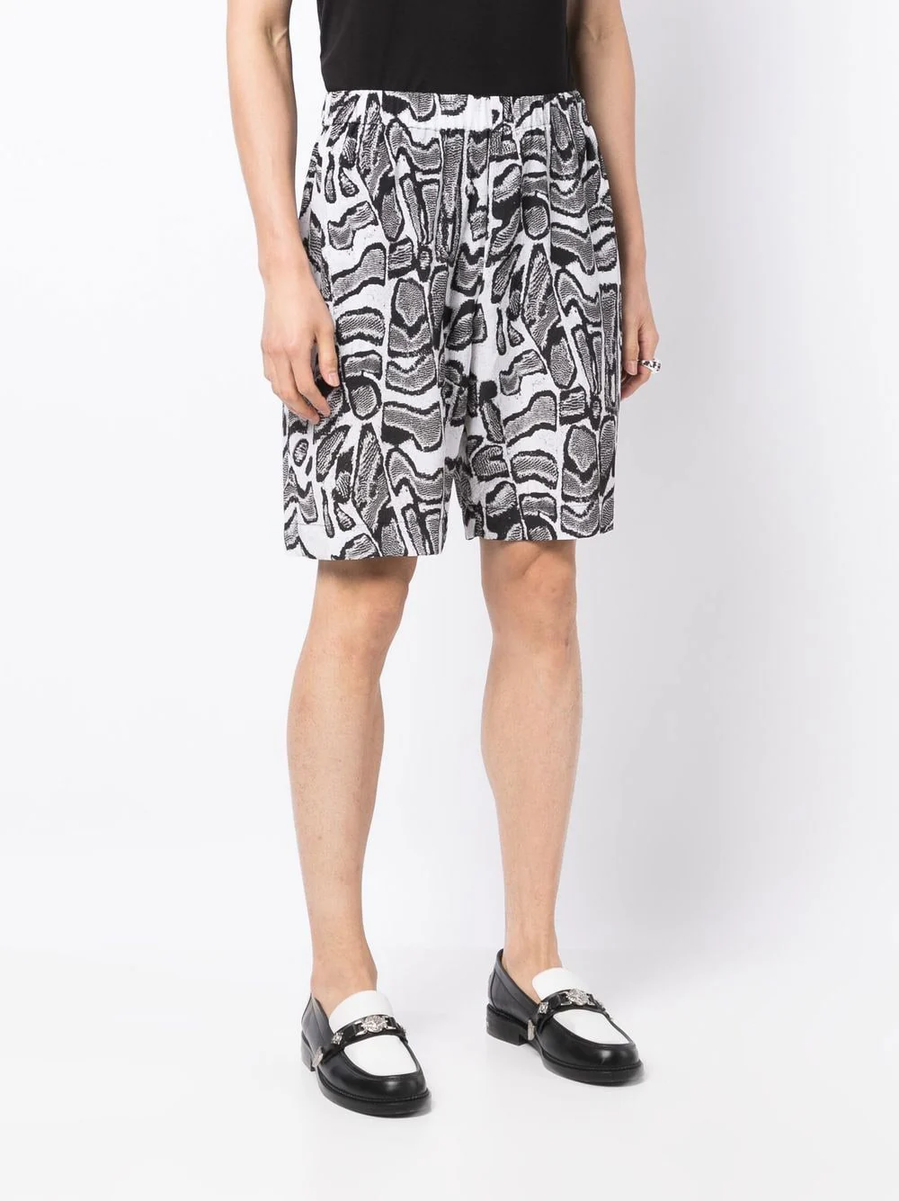 Abstract-Pattern Silk Shorts - Image 5
