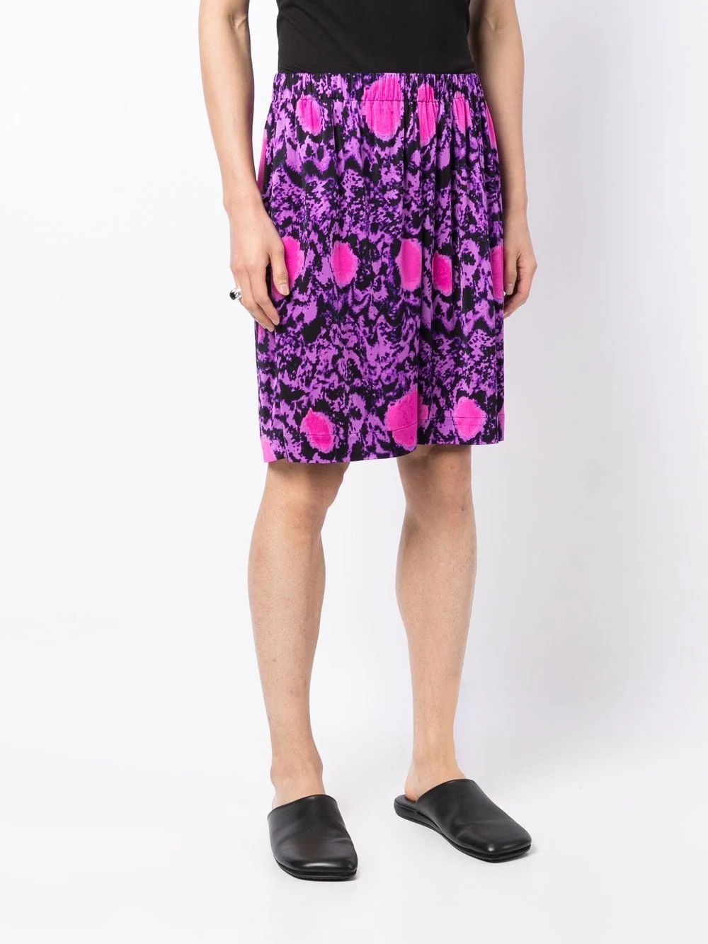 Abstract-Pattern Silk Shorts - Image 2