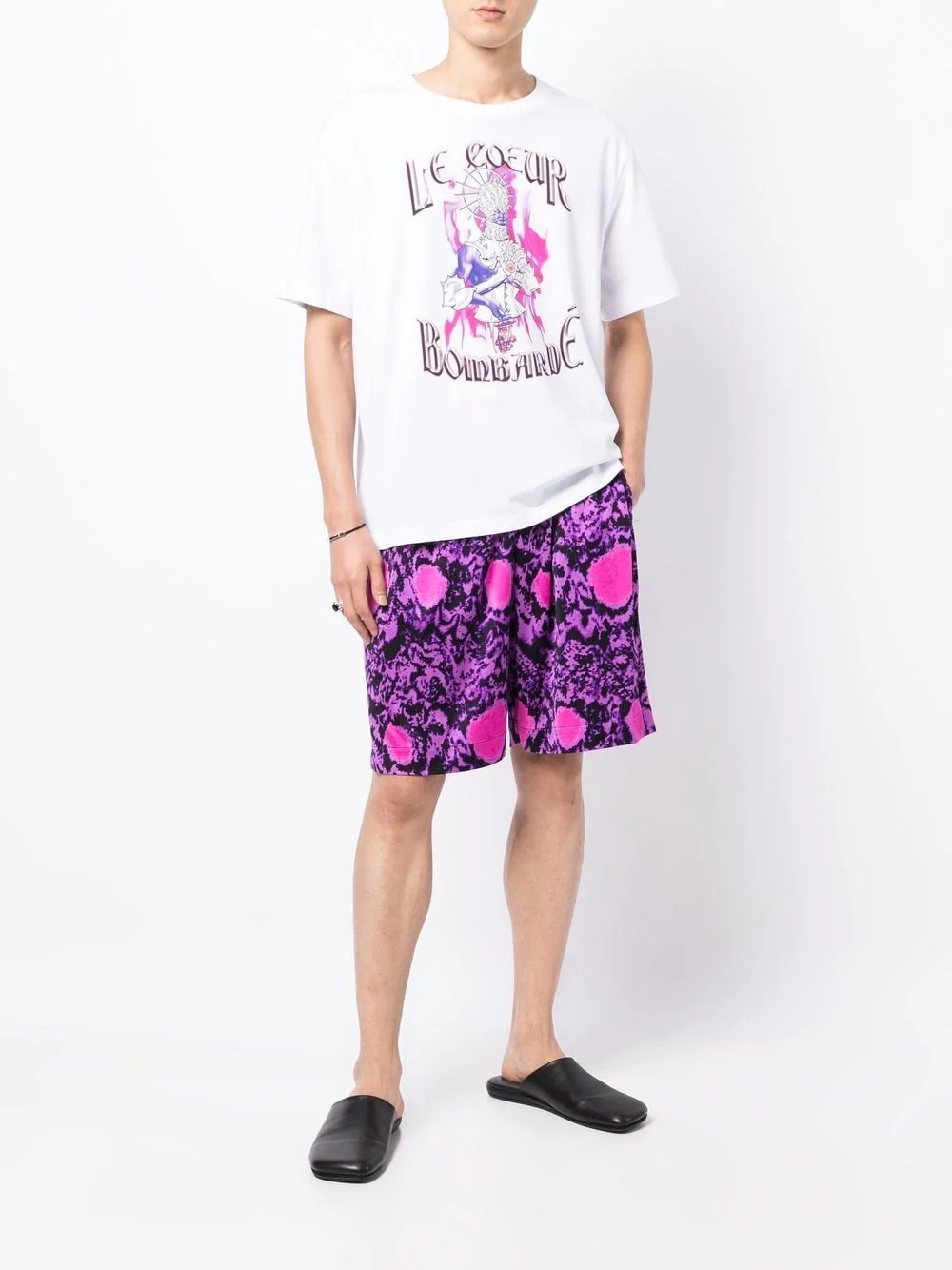 Abstract-Pattern Silk Shorts - Image 3