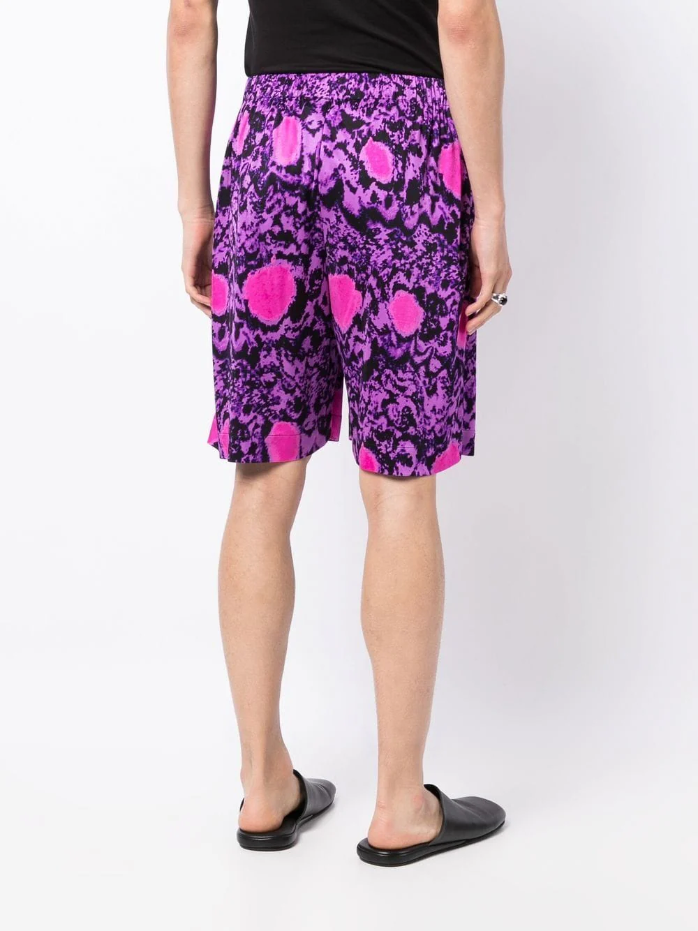 Abstract-Pattern Silk Shorts - Image 4
