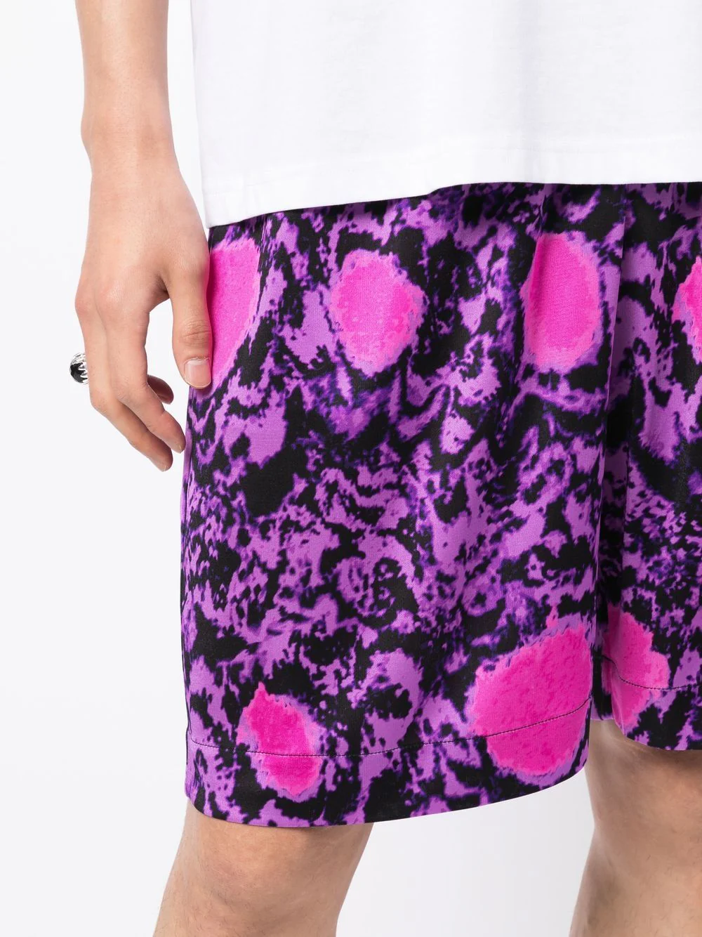 Abstract-Pattern Silk Shorts - Image 5