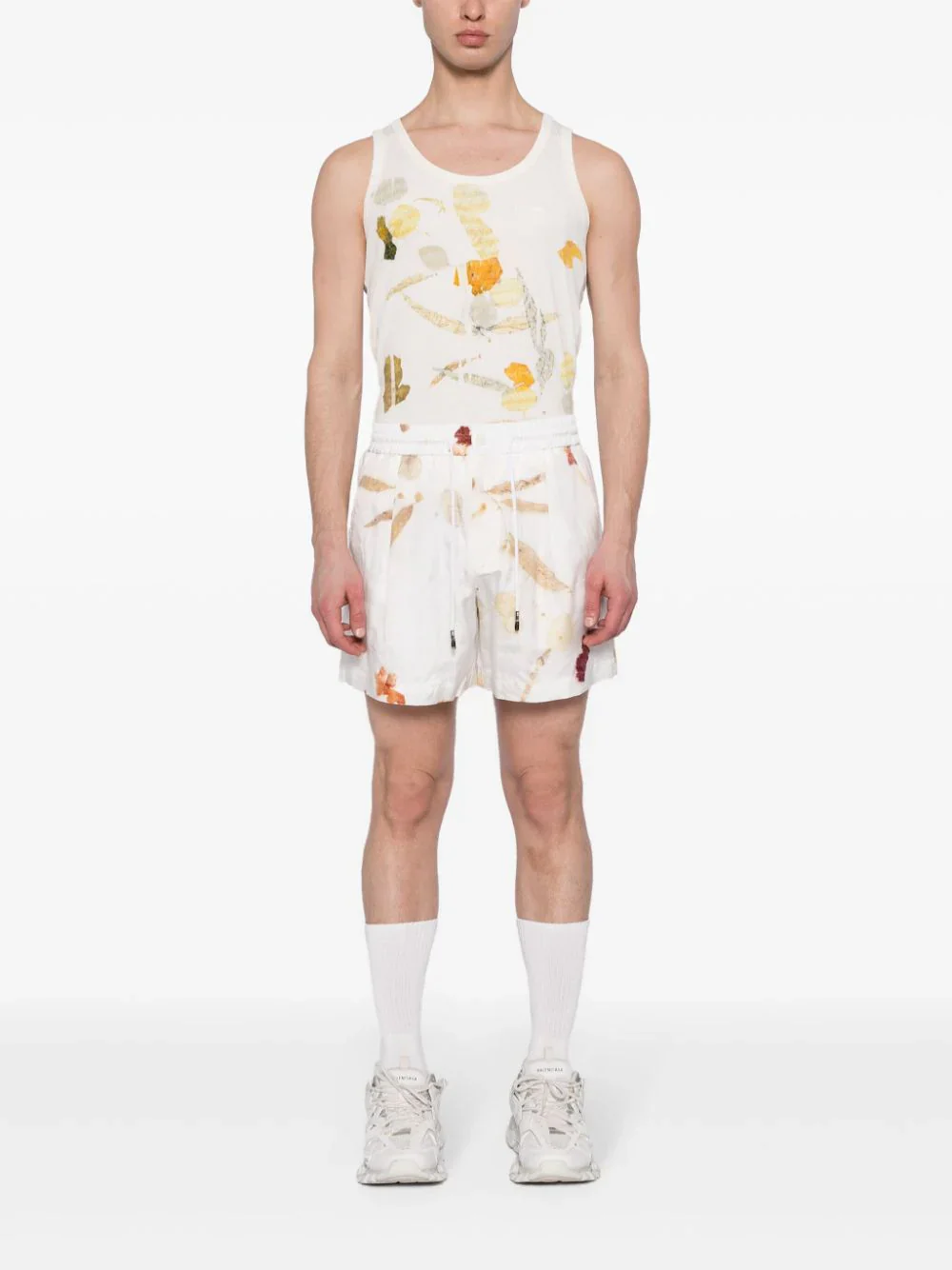 Abstract-Print Drawstring Shorts - Image 2