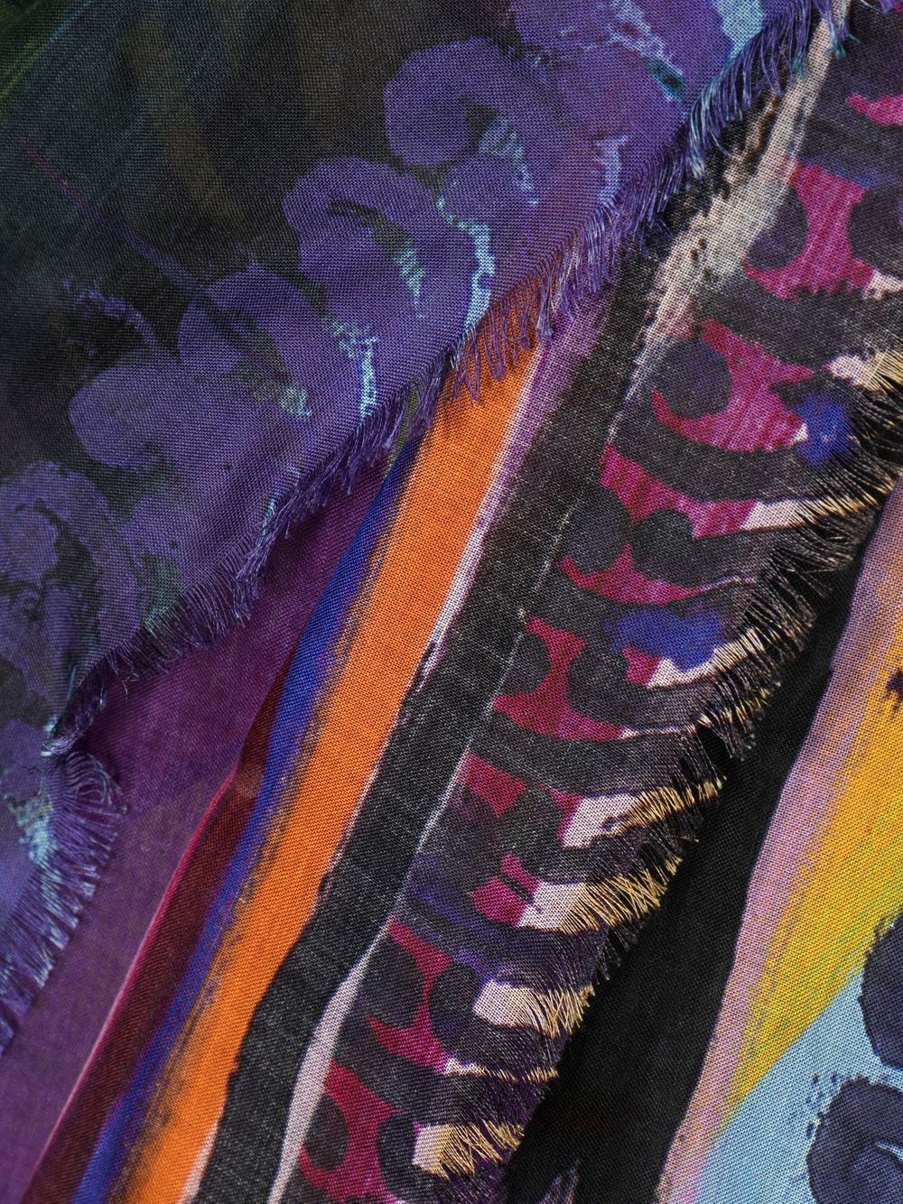 Abstract-Print Frayed Scarf - Image 3
