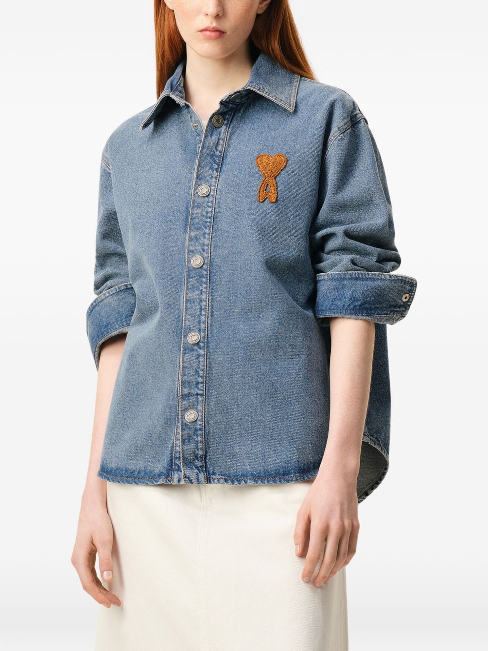 Ami De Coeur Denim Logo Overshirt - Image 4