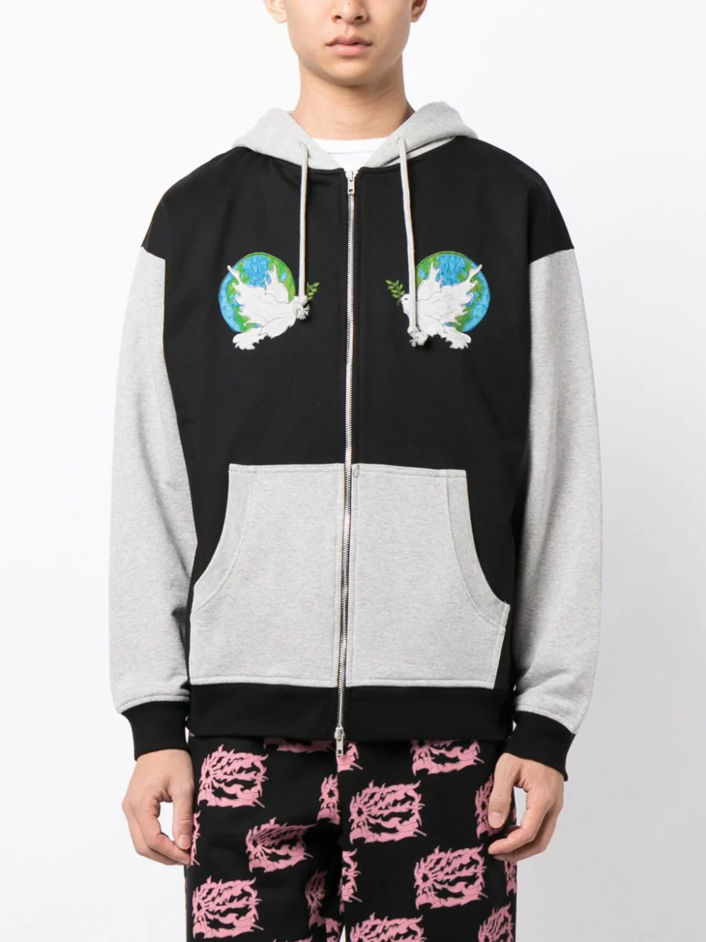Appliqué-Details Colour-Block Cotton Jacket - Image 4