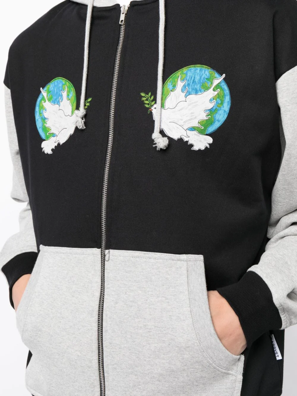 Appliqué-Details Colour-Block Cotton Jacket - Image 5