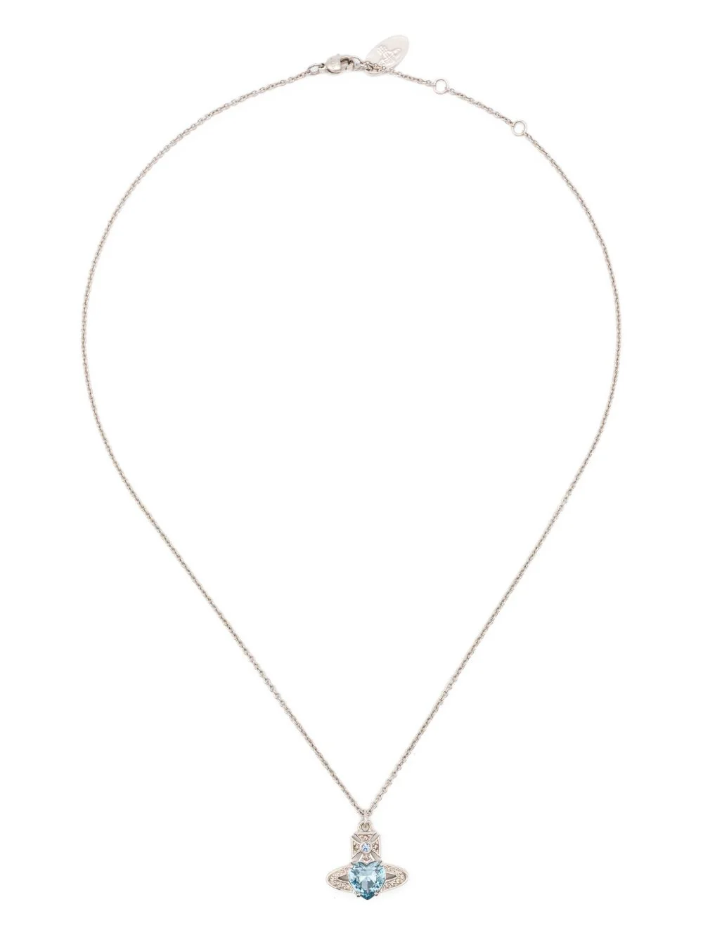 Aquamarine Heart Orb Necklace