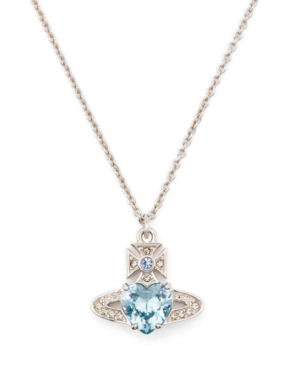 Aquamarine Heart Orb Necklace - Image 2