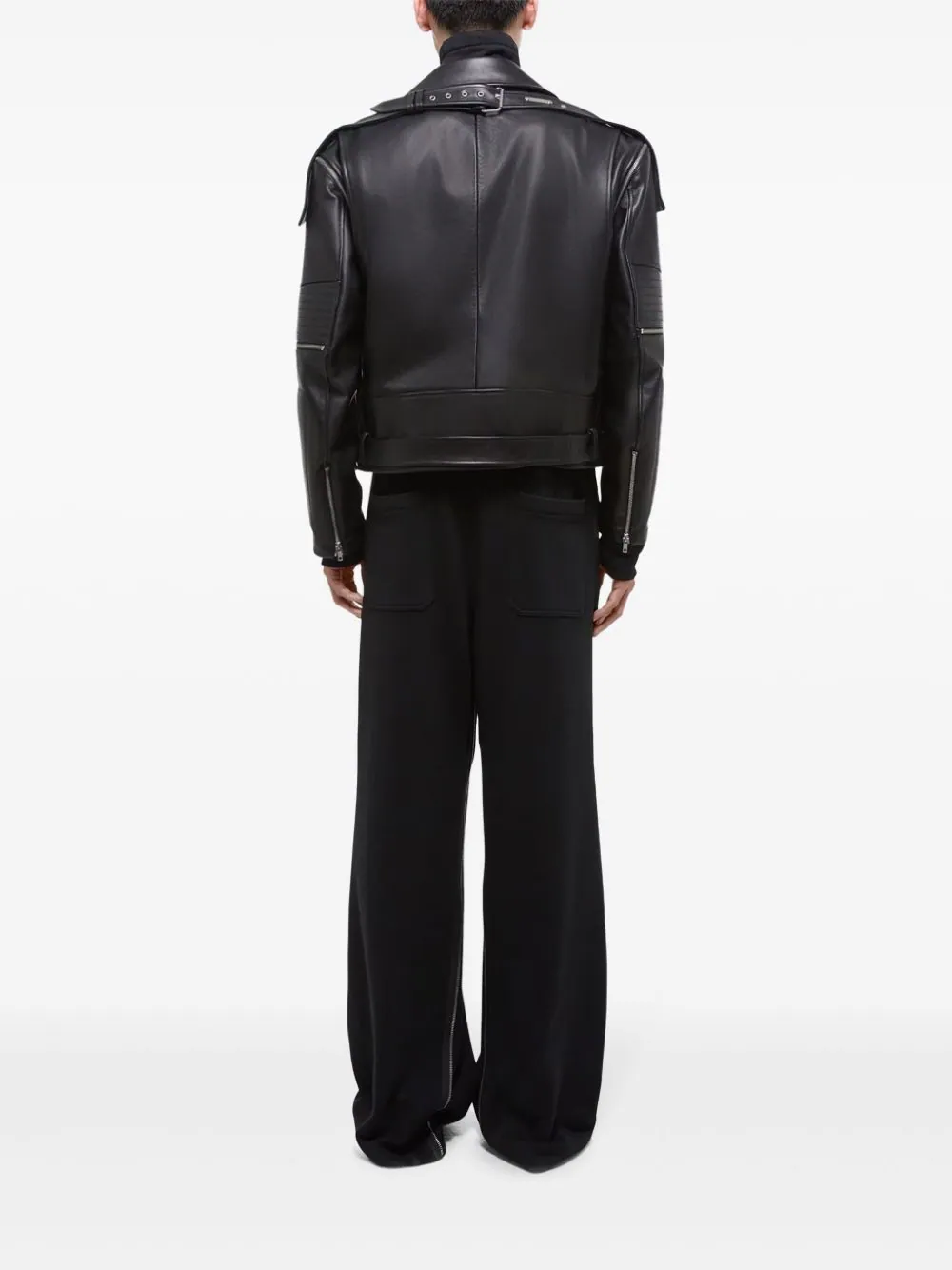 Belted Leather Biker Jacket - Image 4