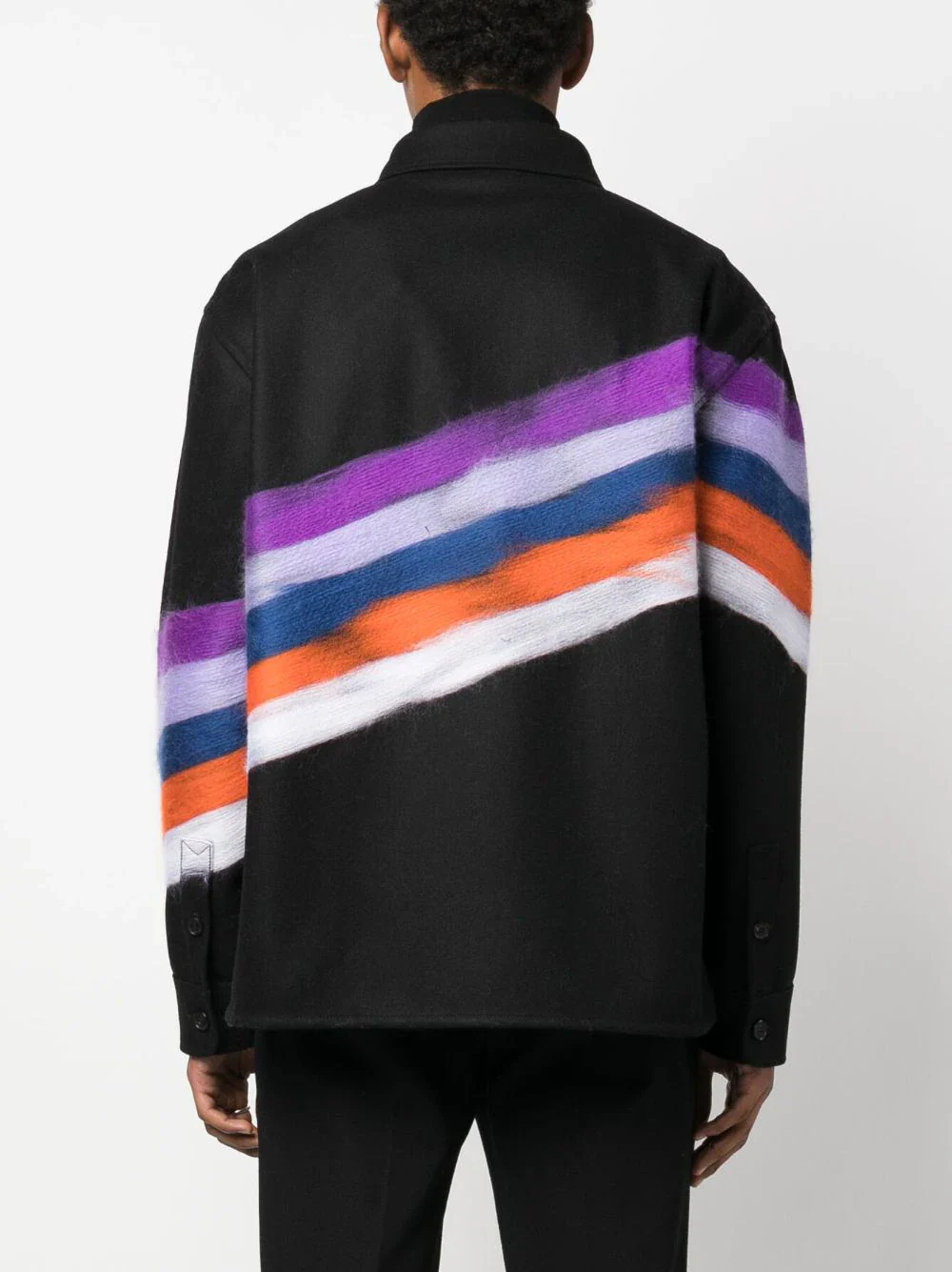 Brushed-Effect Striped Shirt Jacket - Image 3