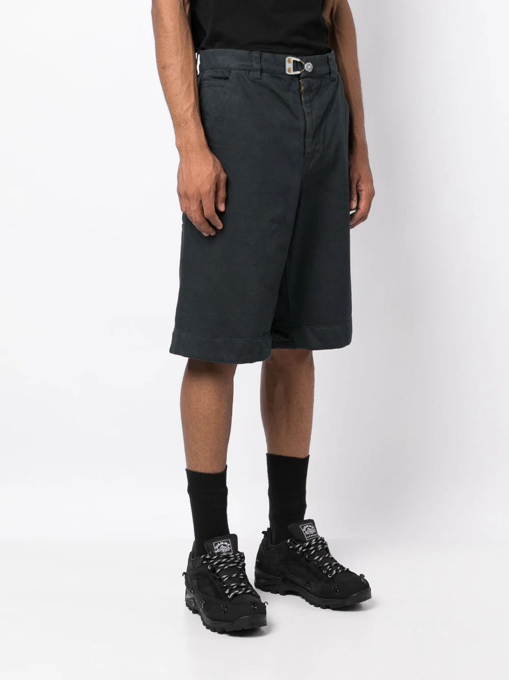 Buckle-Detail Cotton Denim Shorts - Image 3