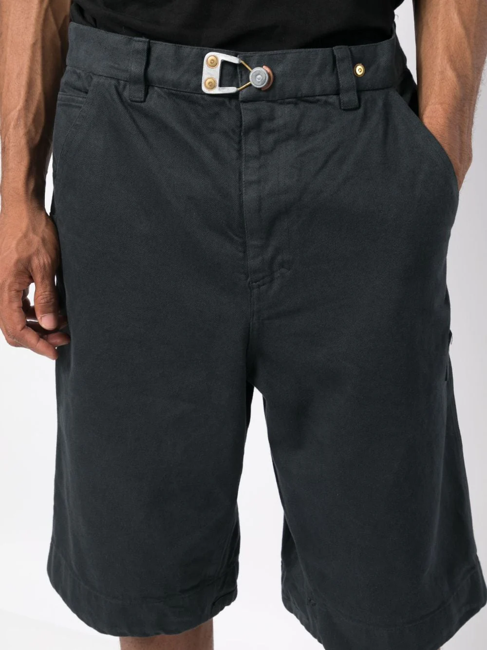 Buckle-Detail Cotton Denim Shorts - Image 4