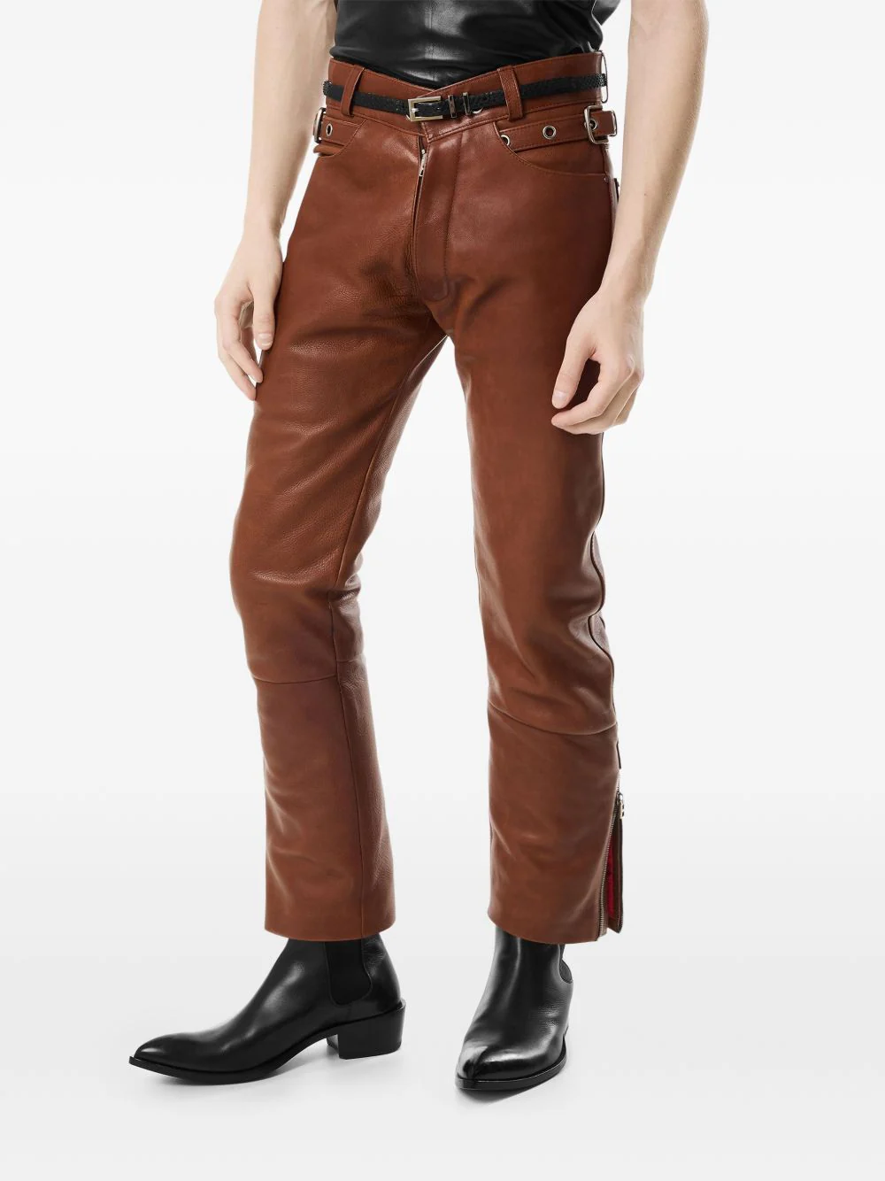 Buckle Leather Trousers - Image 5