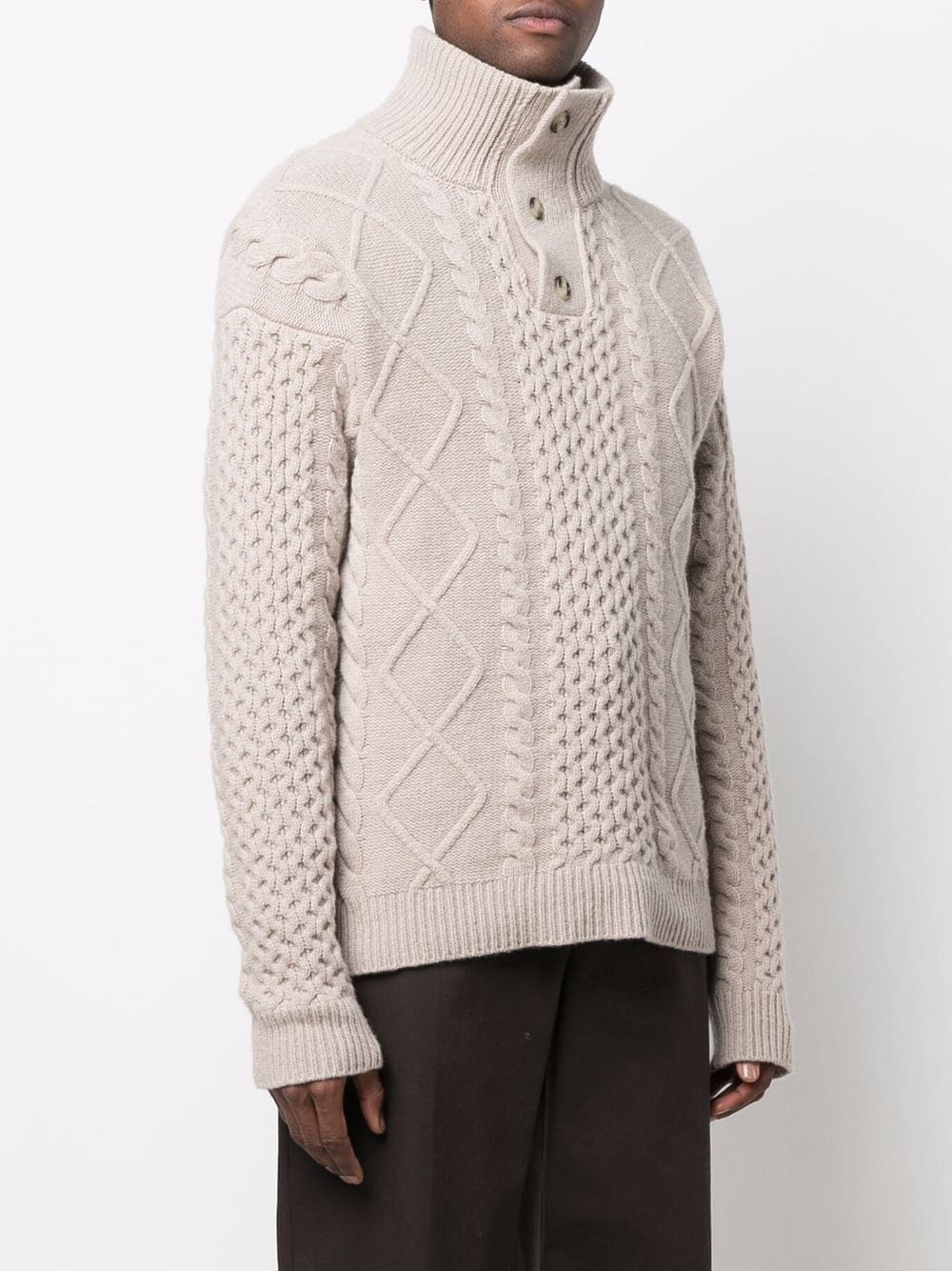 Button-Collar Cable-Knit Jumper - Image 2