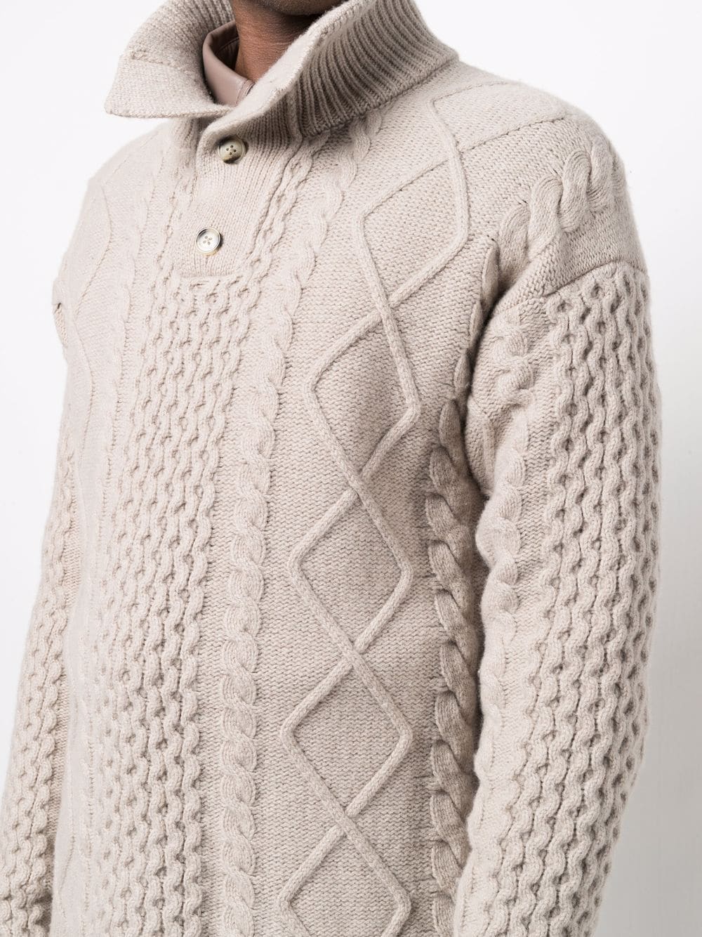 Button-Collar Cable-Knit Jumper - Image 4