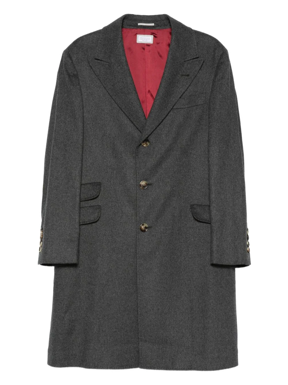Button-Fastening Flap-Pocket Coat