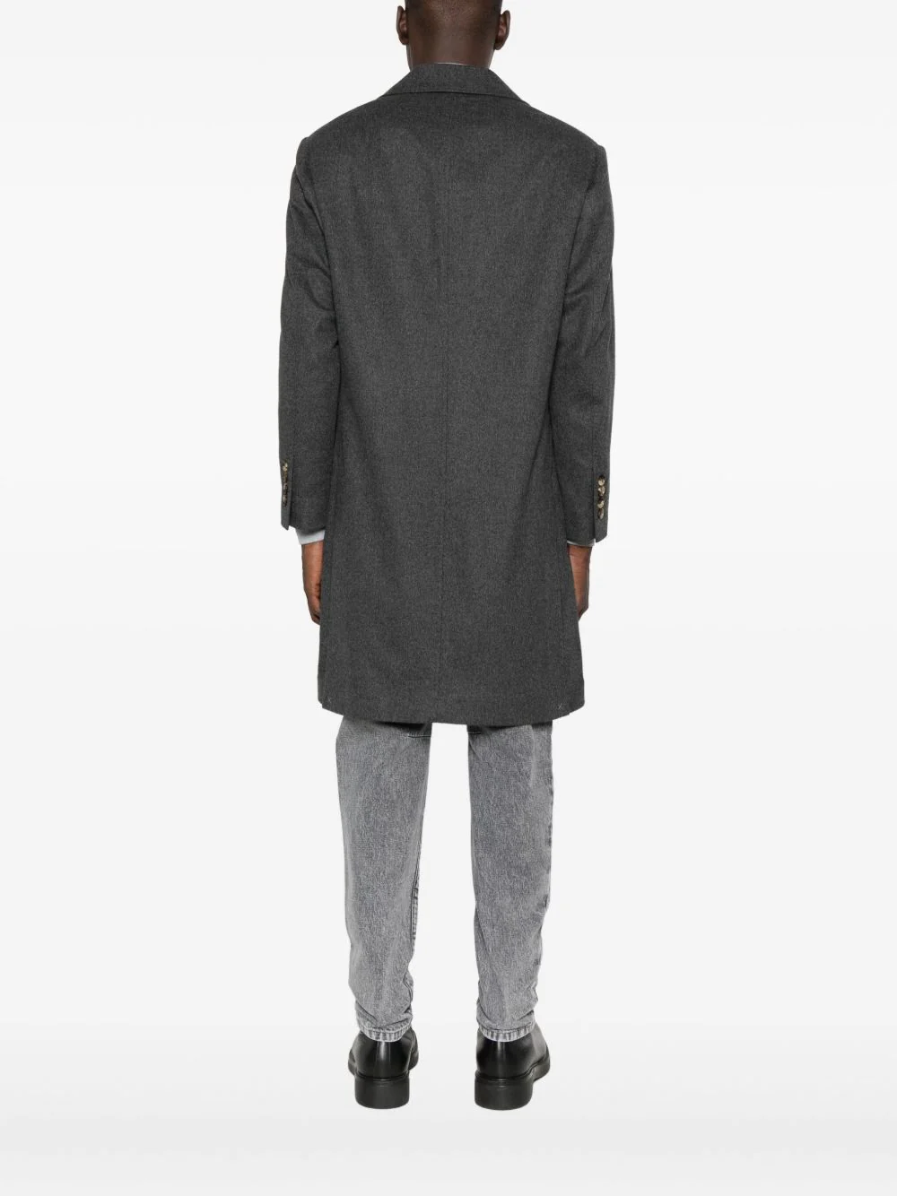 Button-Fastening Flap-Pocket Coat - Image 2