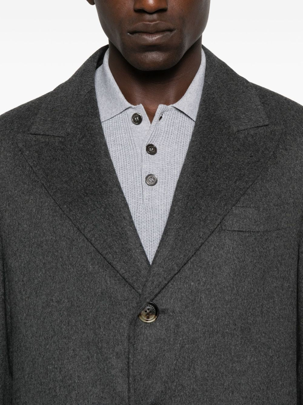 Button-Fastening Flap-Pocket Coat - Image 3