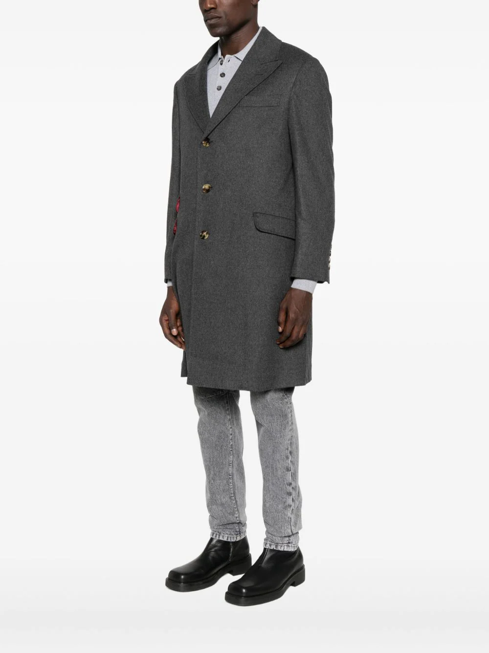 Button-Fastening Flap-Pocket Coat - Image 5