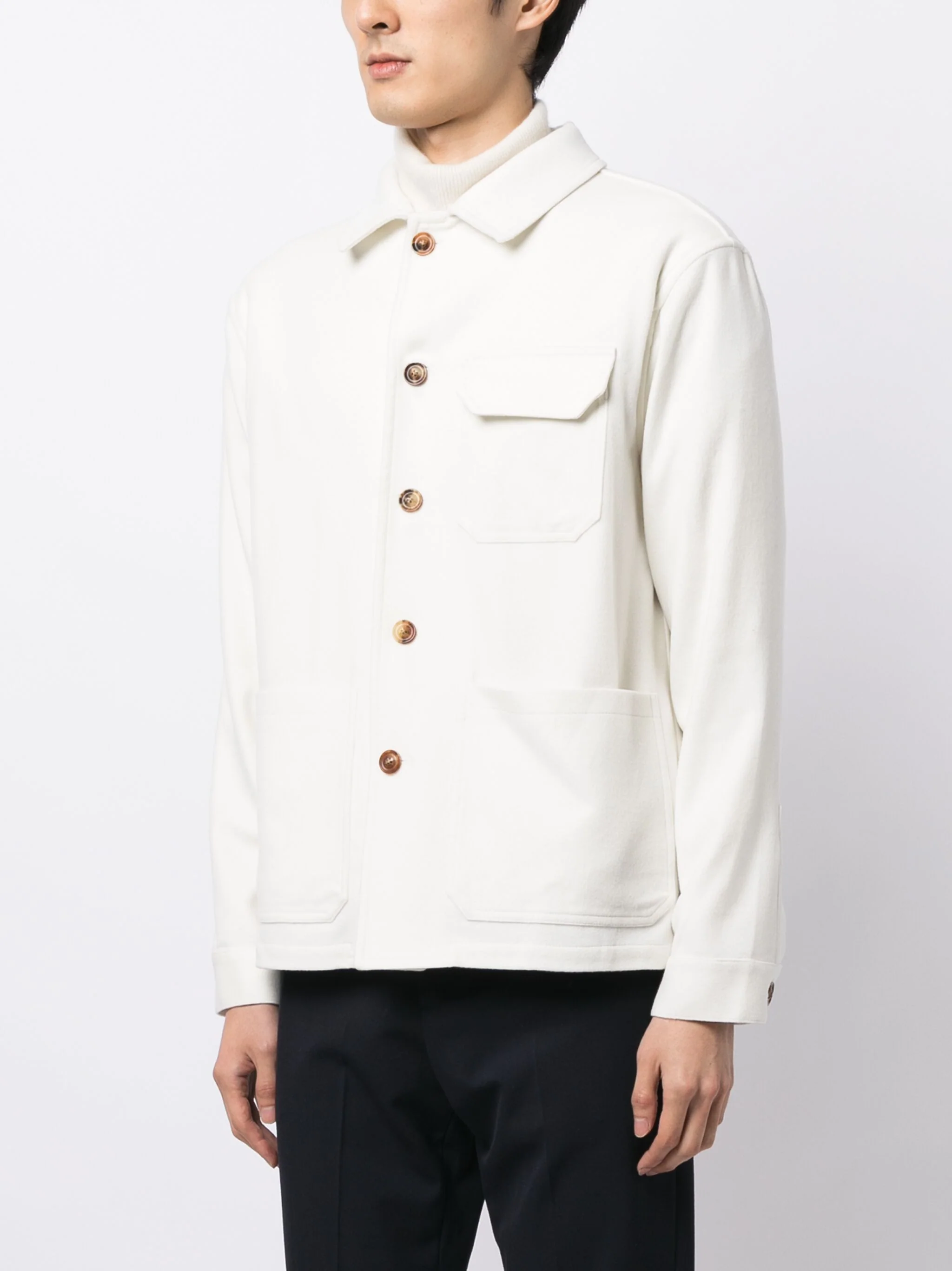 Buttoned Cotton Shirt Jacket - Image 3