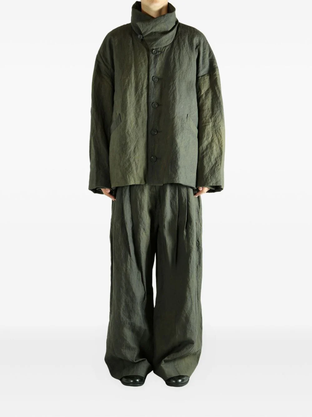 Buttoned Funnel-Neck Jacket - Image 3