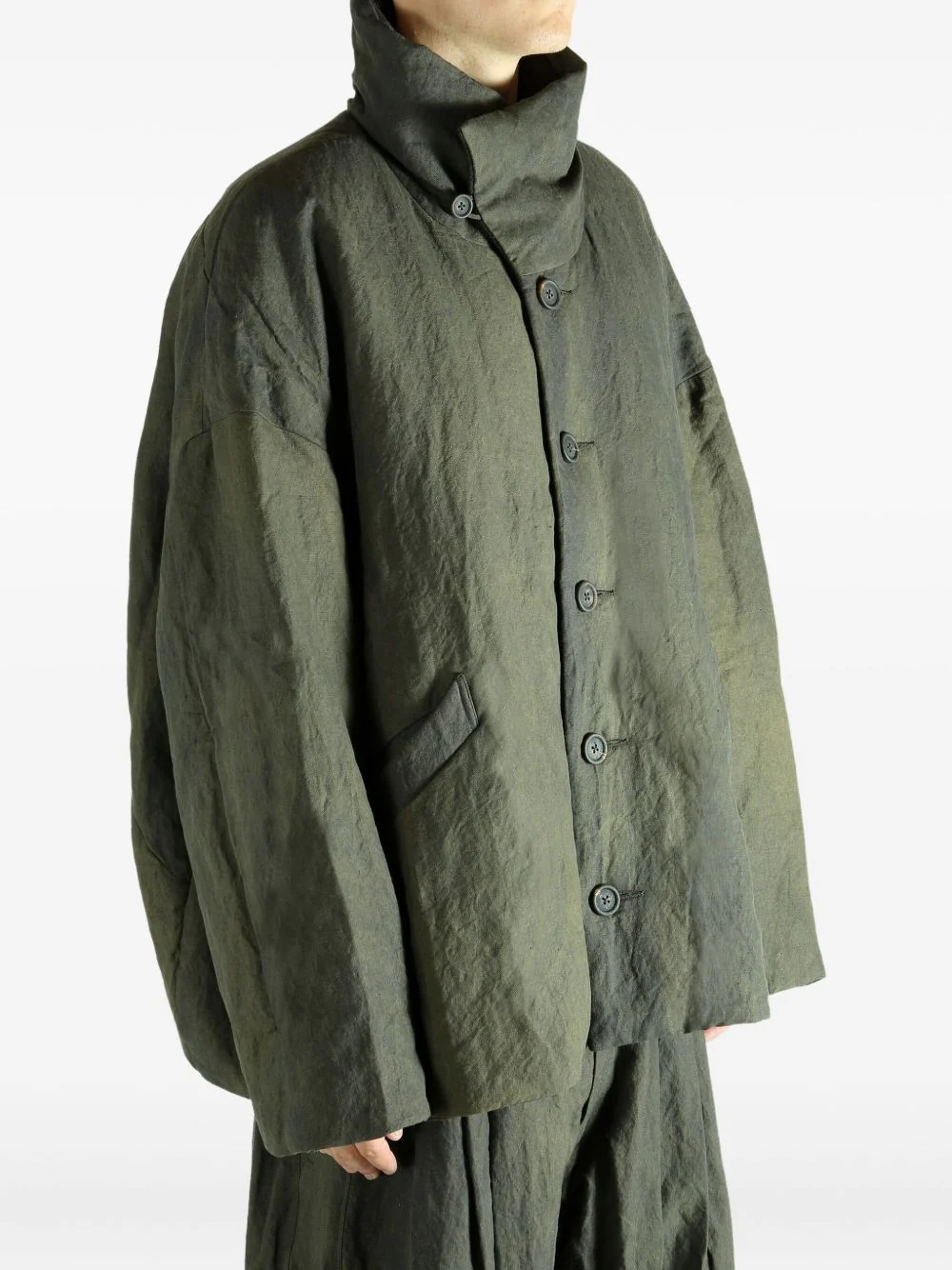 Buttoned Funnel-Neck Jacket - Image 4