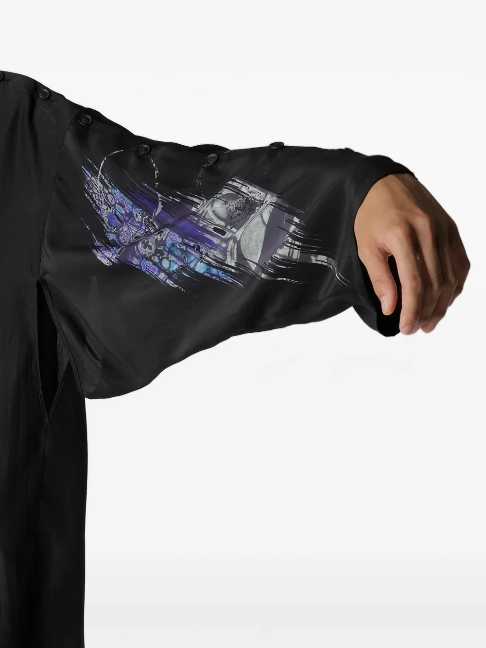 Buttoned Patterned Silk Jacket - Image 2