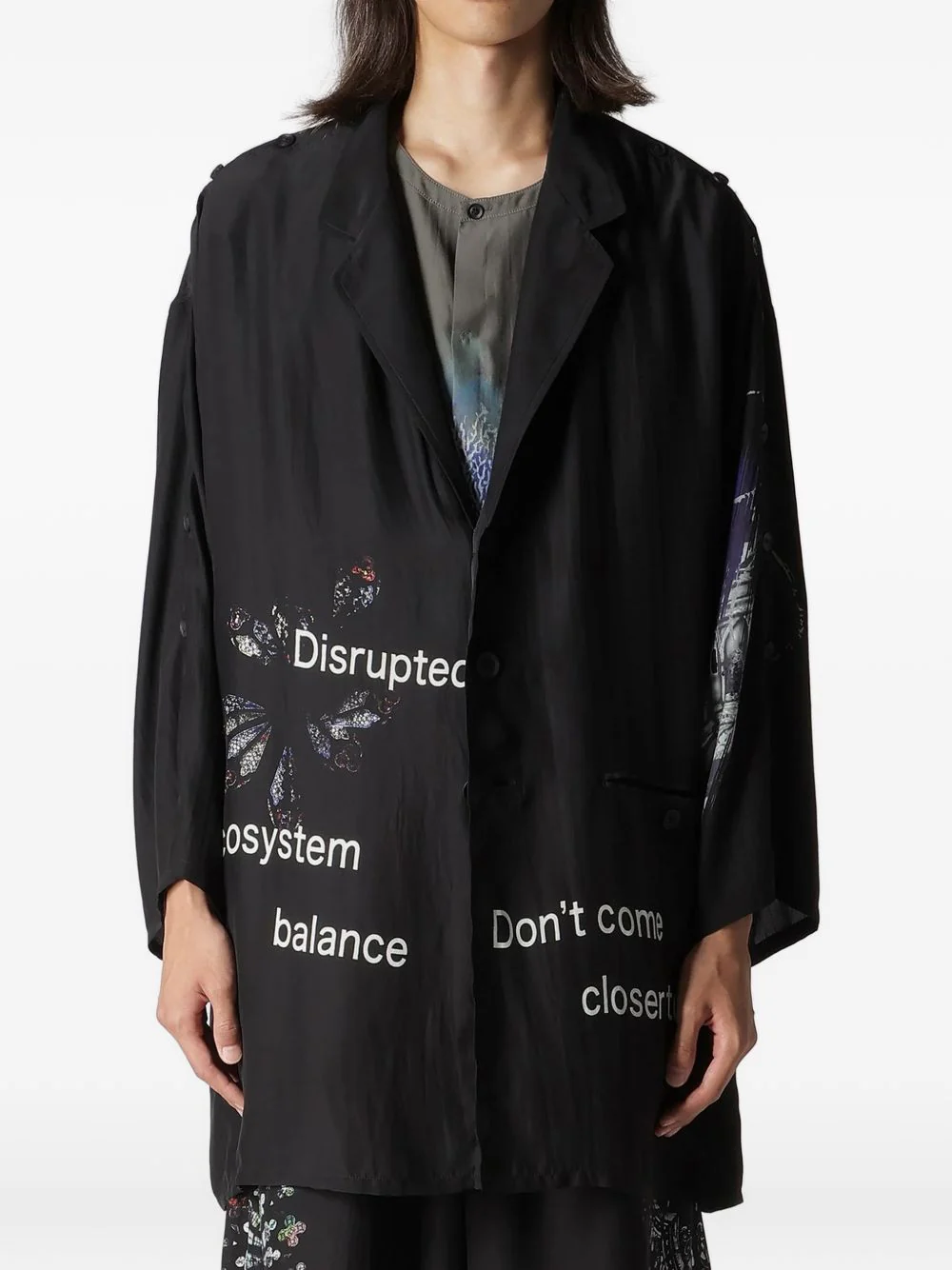 Buttoned Patterned Silk Jacket - Image 3