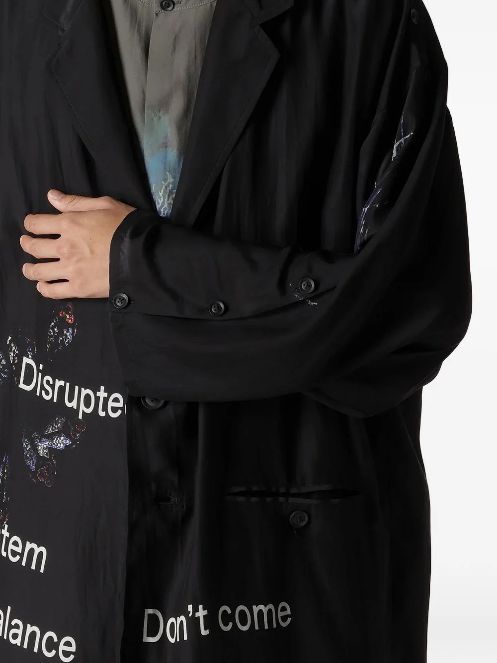 Buttoned Patterned Silk Jacket - Image 5