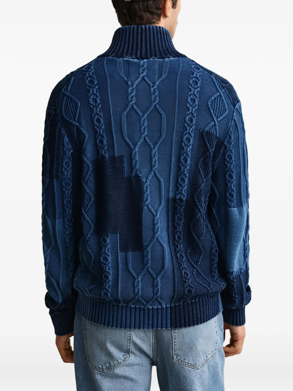 Cable-Knit Patchwork Cardigan - Image 2