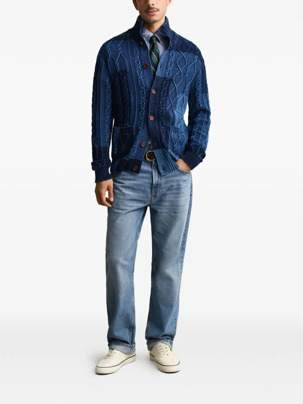 Cable-Knit Patchwork Cardigan - Image 3