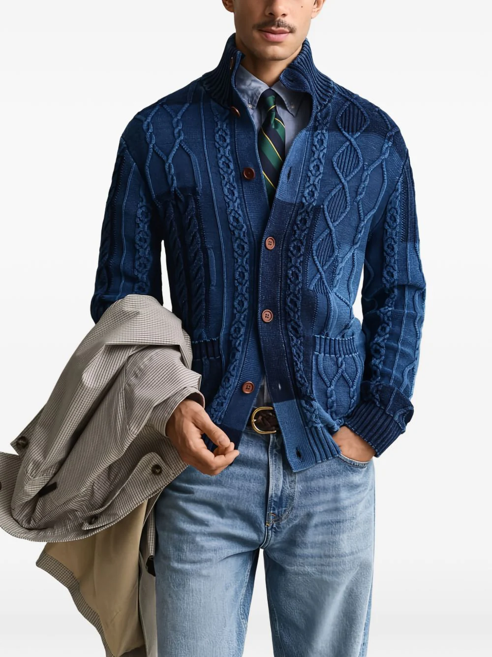 Cable-Knit Patchwork Cardigan - Image 4