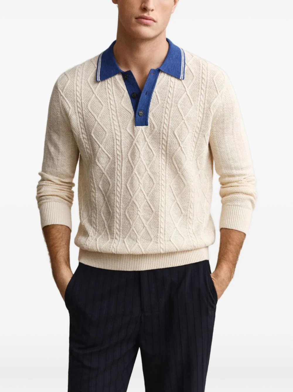 Cable-Knit Polo Shirt - Image 2