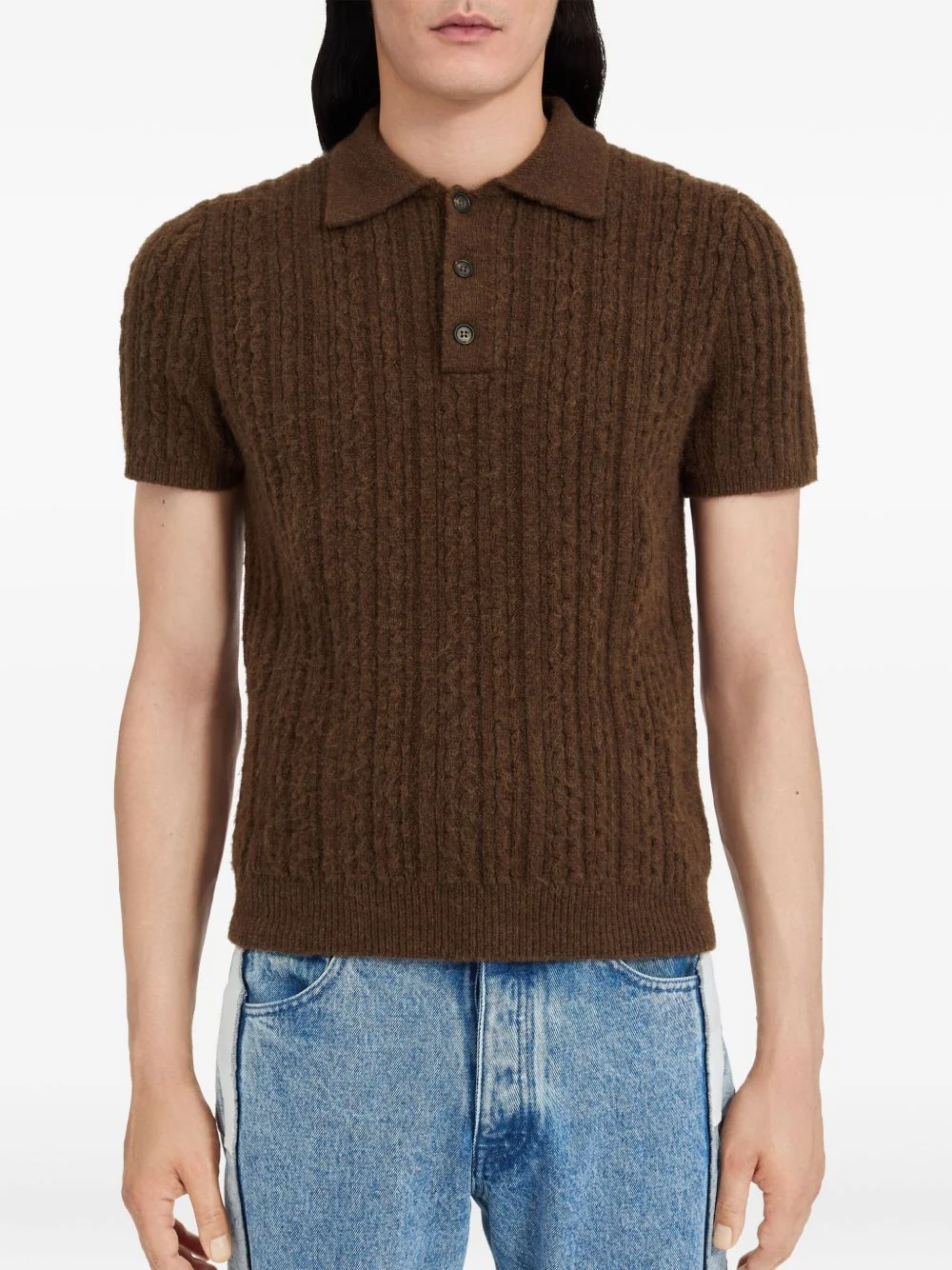 Cable-Knit Polo Shirt - Image 5
