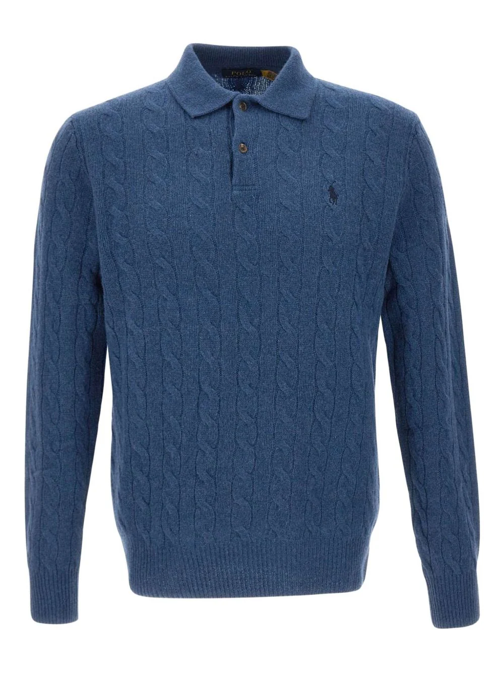 Cable-Knit Polo Sweater