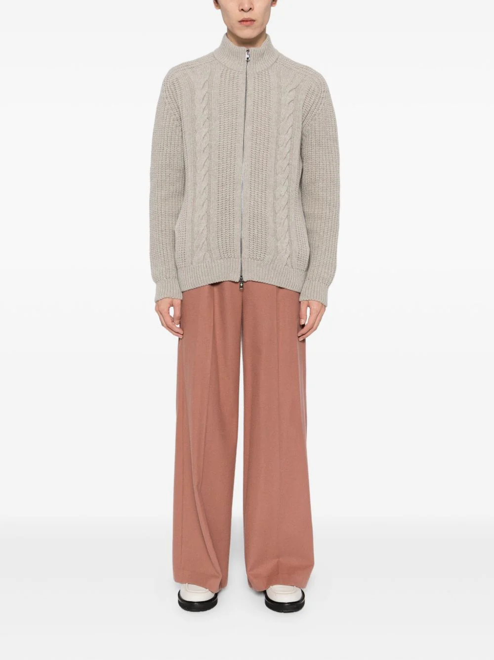 Cable-Knit Zip-Up Cardigan - Image 3