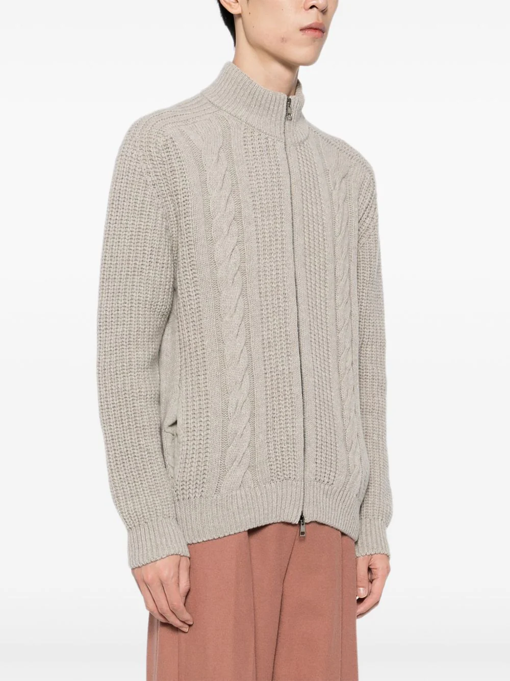 Cable-Knit Zip-Up Cardigan - Image 5