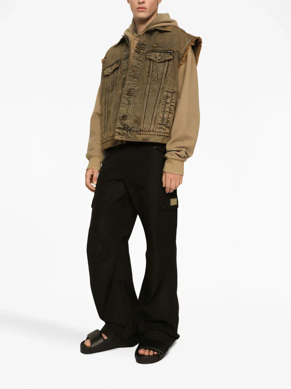 Cargo-Pocket Logo-Plaque Cotton Trousers - Image 2