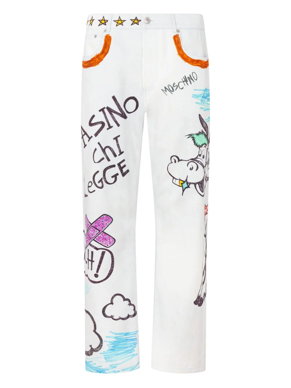 Cartoon-Print Cotton Trousers