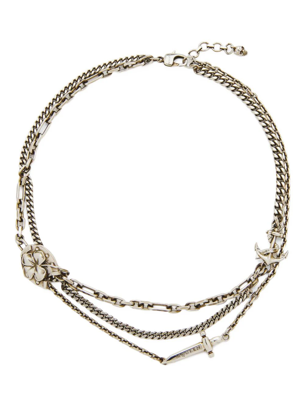 Chain-Link Flower Dagger Necklace