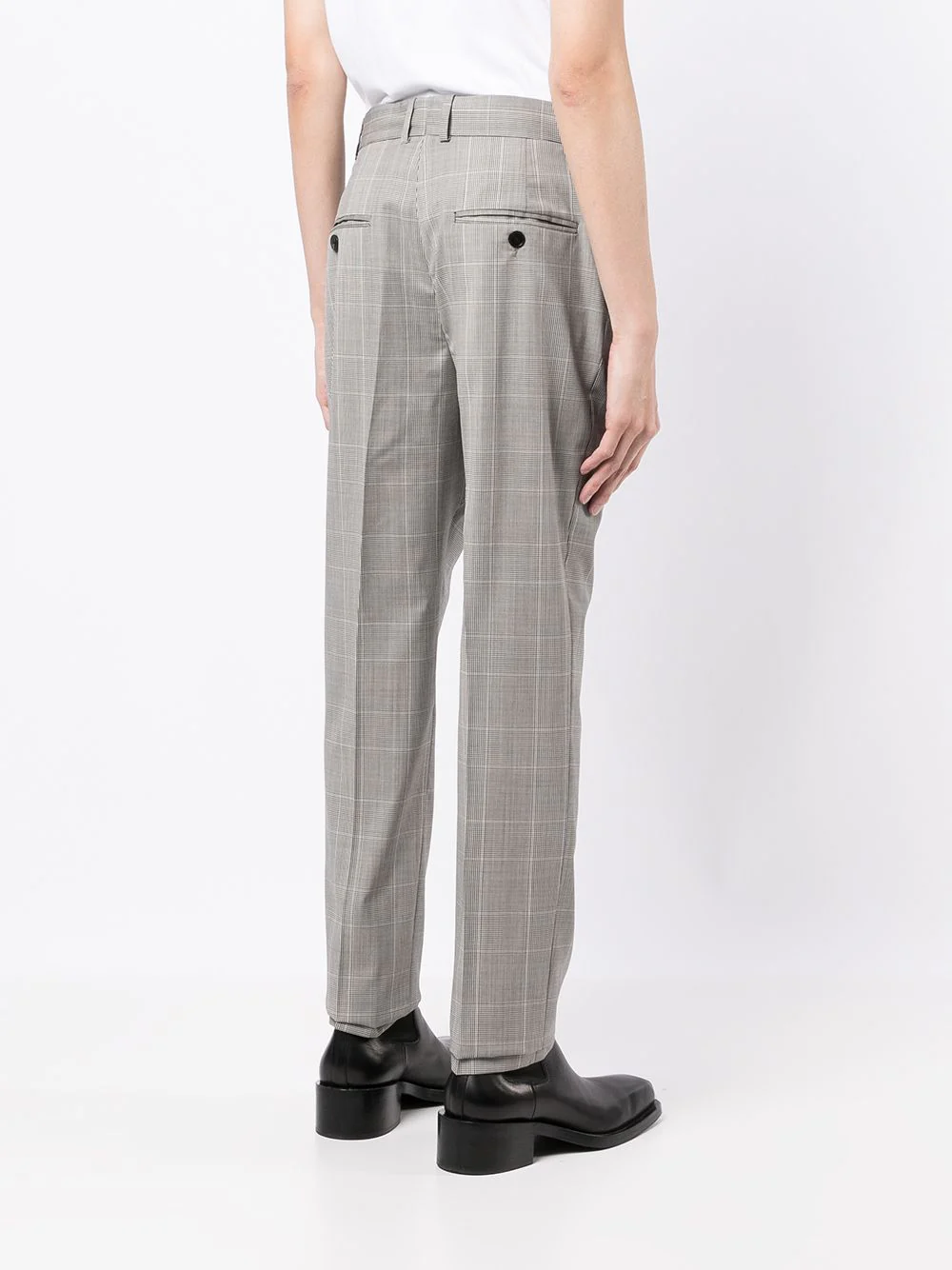 Check-Print Cotton Tailored Trousers - Image 3