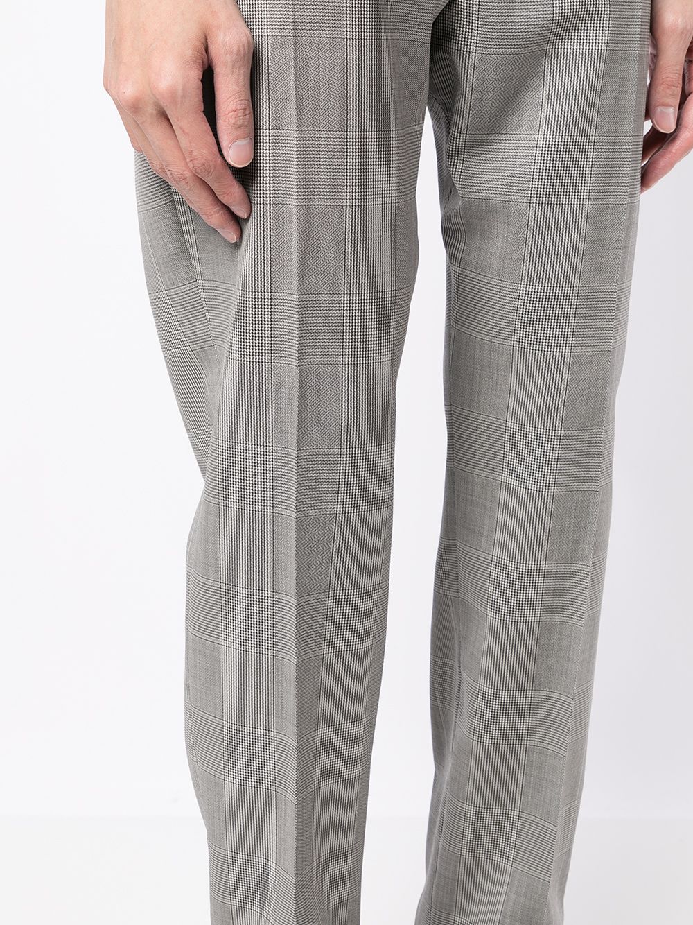 Check-Print Cotton Tailored Trousers - Image 4
